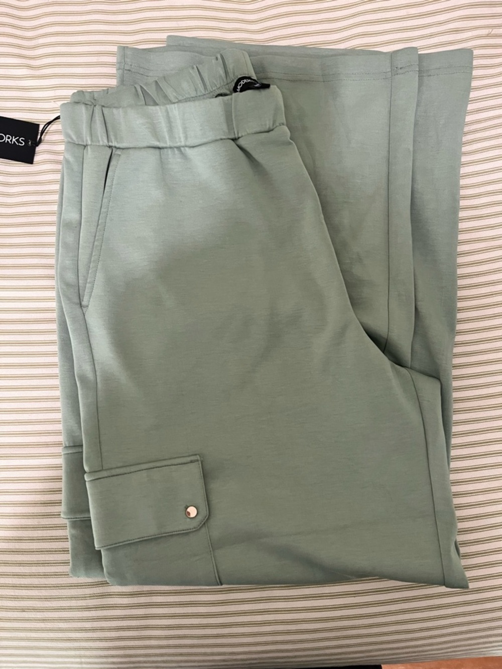 NWT - Light Sage Wide-Leg Cargo sweatpants Pants — Chic Utility Style